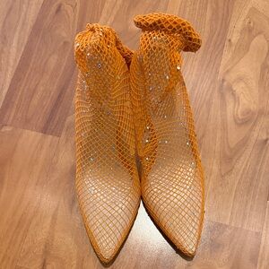 Elegant Orange Mesh Heels